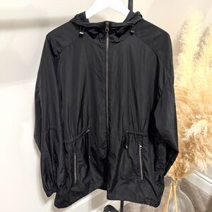 Zara Black Lightweight Hooded Windbreaker Jacket